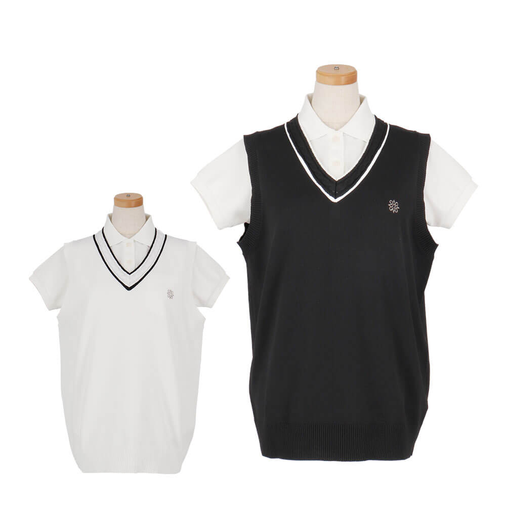 セントアンドリュース St ANDREWS　レディース 12G 天竺 Vネック ニット ベスト 043-6173252　2026年モデル 詳細1