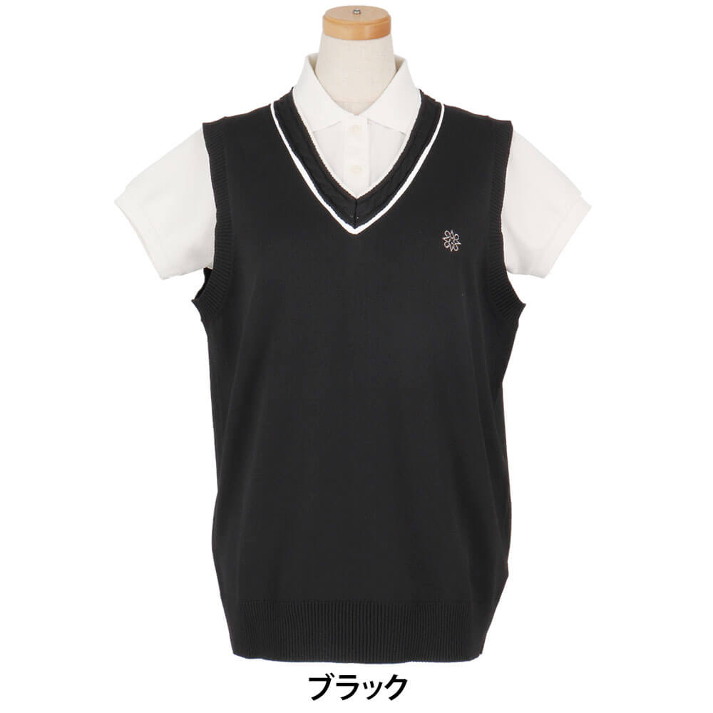 セントアンドリュース St ANDREWS　レディース 12G 天竺 Vネック ニット ベスト 043-6173252　2026年モデル 詳細1