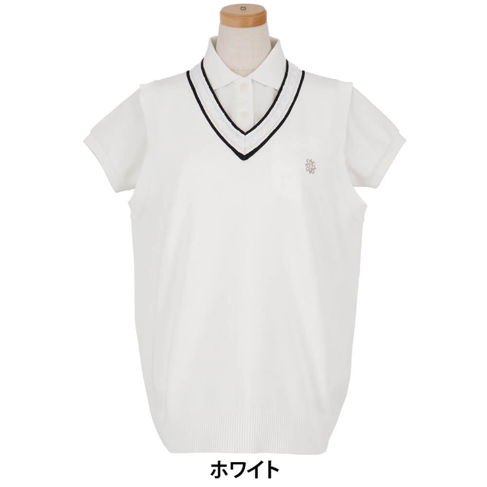 セントアンドリュース St ANDREWS　レディース 12G 天竺 Vネック ニット ベスト 043-6173252　2026年モデル 詳細6