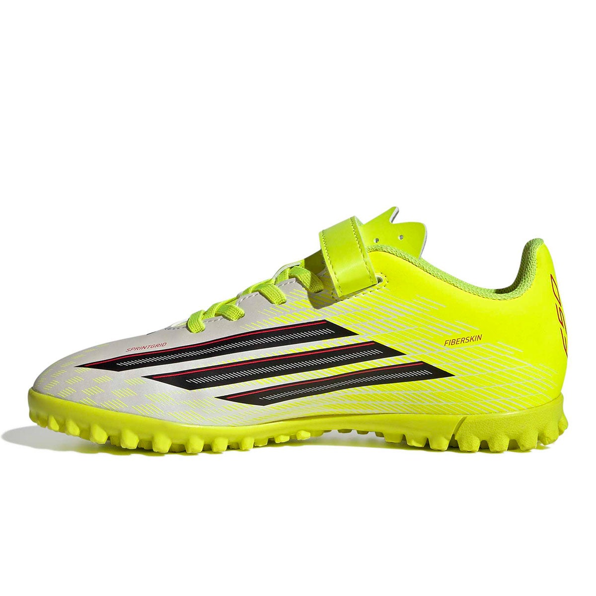 アディダス adidas　F50 CLUB フックアンドループ TF サッカー キッズ / ターフ用（トレーニングシューズ） / F50 CLUB Hook ＆ Loop Turf Football Kids チームソーラーイエロー×コアブラック×ルシッドレッド　 ソーラーイエロー（JS1484） 画像4(ALT)