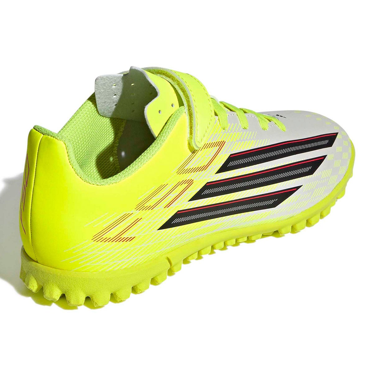アディダス adidas　F50 CLUB フックアンドループ TF サッカー キッズ / ターフ用（トレーニングシューズ） / F50 CLUB Hook ＆ Loop Turf Football Kids チームソーラーイエロー×コアブラック×ルシッドレッド　 ソーラーイエロー（JS1484） 画像6(ALT)