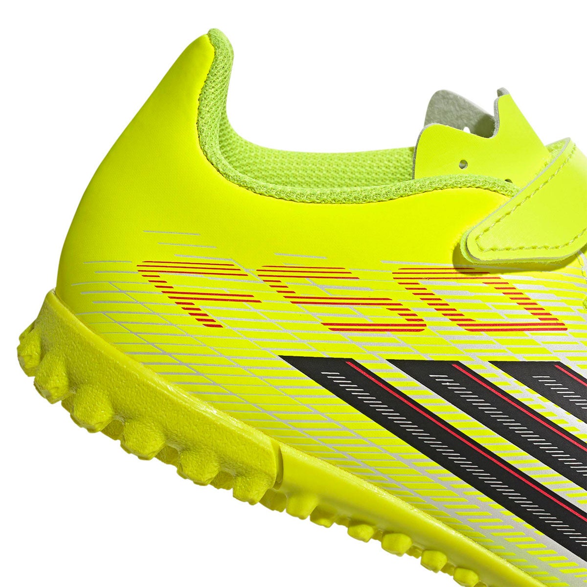 アディダス adidas　F50 CLUB フックアンドループ TF サッカー キッズ / ターフ用（トレーニングシューズ） / F50 CLUB Hook ＆ Loop Turf Football Kids チームソーラーイエロー×コアブラック×ルシッドレッド　 ソーラーイエロー（JS1484） 画像7(ALT)