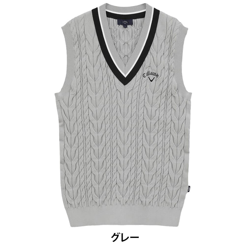 キャロウェイ Callaway　メンズ ミニケーブル編み Vネック ニットベスト C26119100　2026年モデル 画像2(ALT)