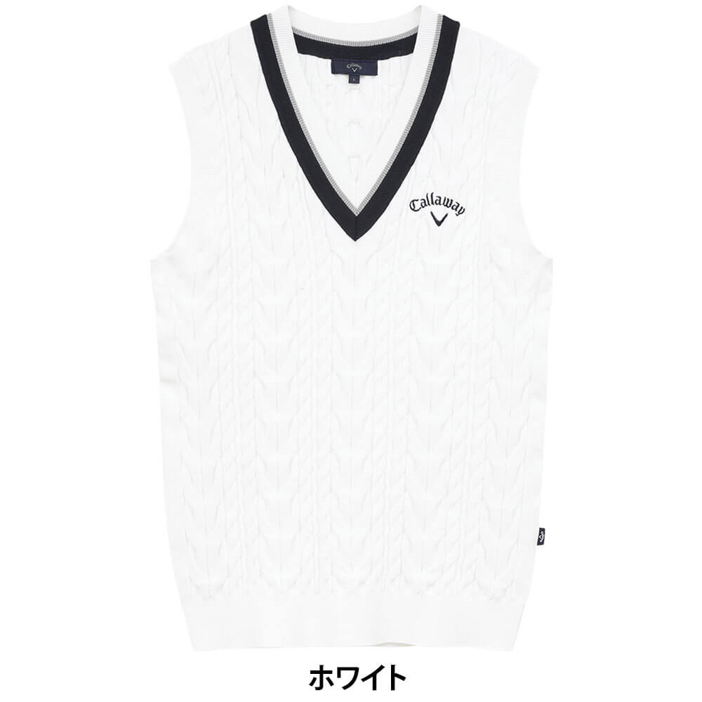 キャロウェイ Callaway　メンズ ミニケーブル編み Vネック ニットベスト C26119100　2026年モデル 画像4(ALT)