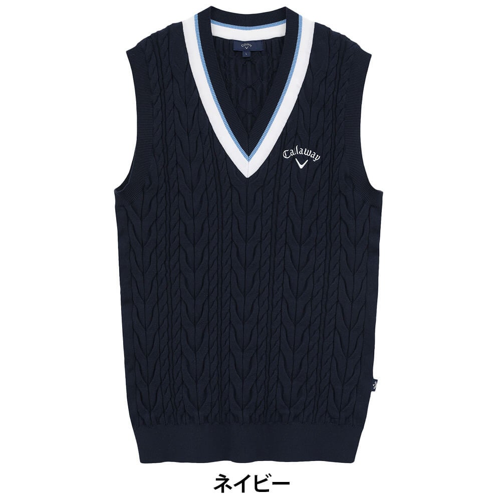 キャロウェイ Callaway　メンズ ミニケーブル編み Vネック ニットベスト C26119100　2026年モデル 画像9(ALT)