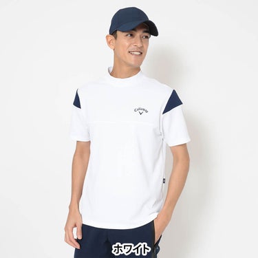 キャロウェイ Callaway　メンズ ビッグ鹿の子 バックプリント 半袖 モックネック シャツ C26134107　2026年モデル 画像5(ALT)