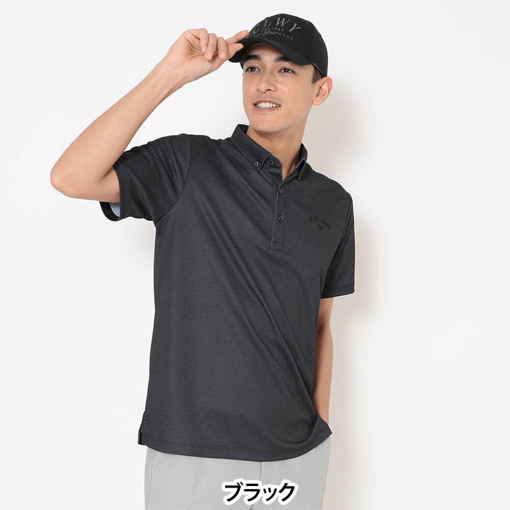 キャロウェイ Callaway　メンズ -3℃裏クール 総柄 ボタンダウン 半袖 ポロシャツ C26134109　2026年モデル 画像2(ALT)