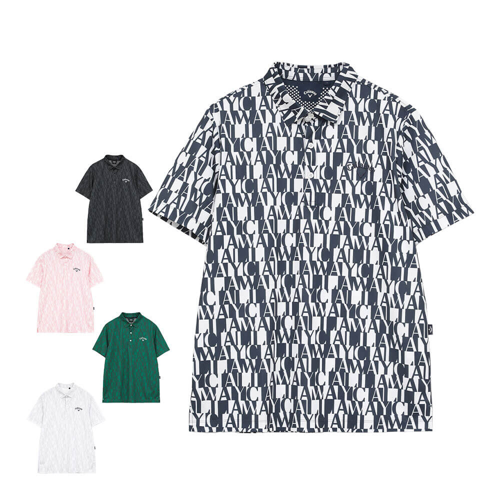 キャロウェイ Callaway　メンズ ミニ鹿の子 ロゴ総柄 半袖 ポロシャツ C26134110　2026年モデル