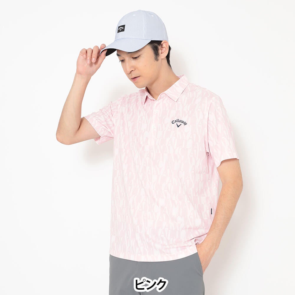 キャロウェイ Callaway　メンズ ミニ鹿の子 ロゴ総柄 半袖 ポロシャツ C26134110　2026年モデル 画像10(ALT)
