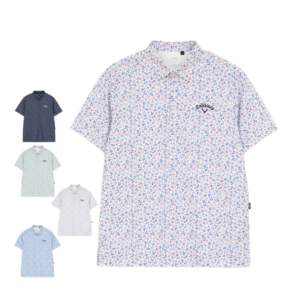 キャロウェイ Callaway　メンズ ミニ鹿の子 小花総柄 半袖 ポロシャツ C26134112　2026年モデル