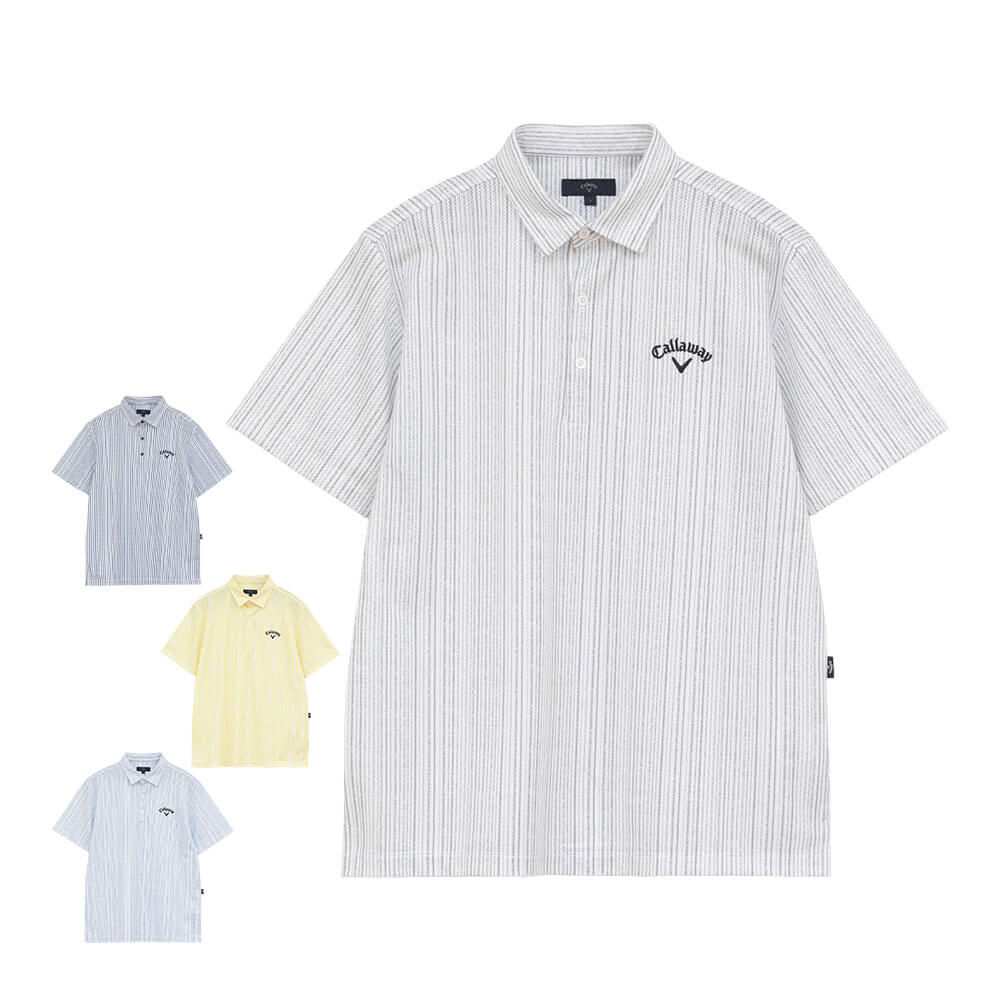 キャロウェイ Callaway　メンズ かざあなメッシュ ストライプ総柄 半袖 ポロシャツ C26134124　2026年モデル