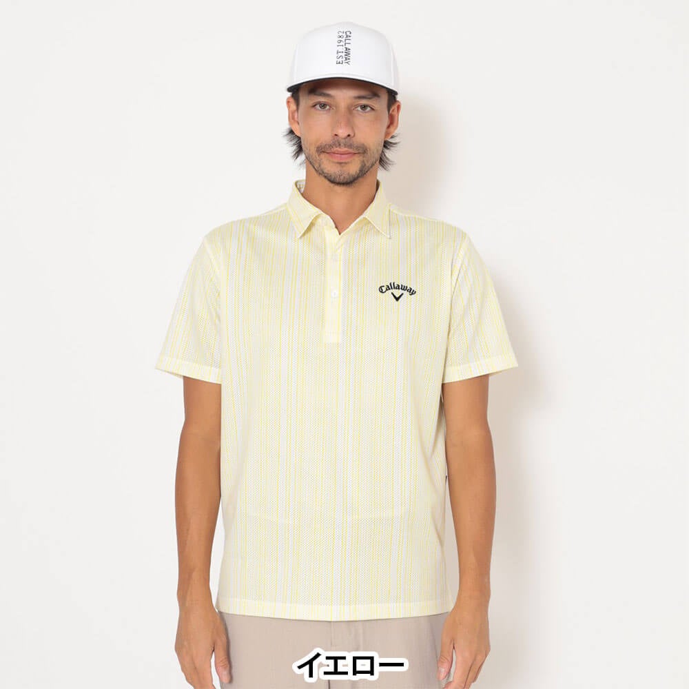 キャロウェイ Callaway　メンズ かざあなメッシュ ストライプ総柄 半袖 ポロシャツ C26134124　2026年モデル 画像5(ALT)
