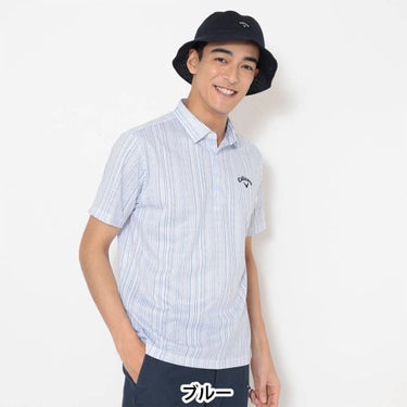 キャロウェイ Callaway　メンズ かざあなメッシュ ストライプ総柄 半袖 ポロシャツ C26134124　2026年モデル 画像8(ALT)