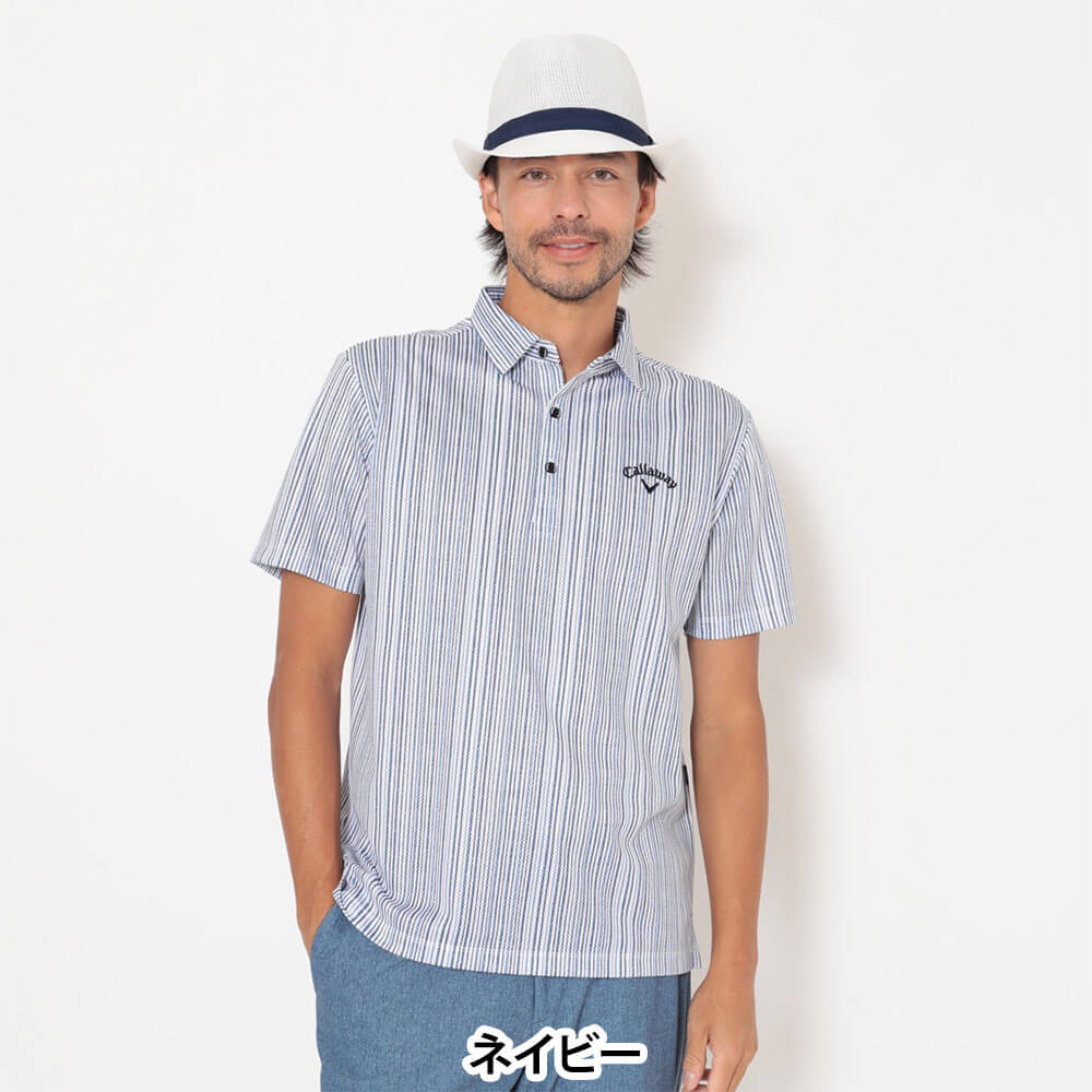 キャロウェイ Callaway　メンズ かざあなメッシュ ストライプ総柄 半袖 ポロシャツ C26134124　2026年モデル 画像11(ALT)