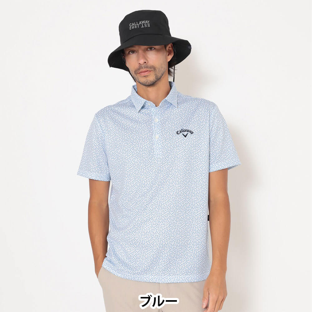 キャロウェイ Callaway メンズ かざあなメッシュ 小ヤシの木総柄 半袖