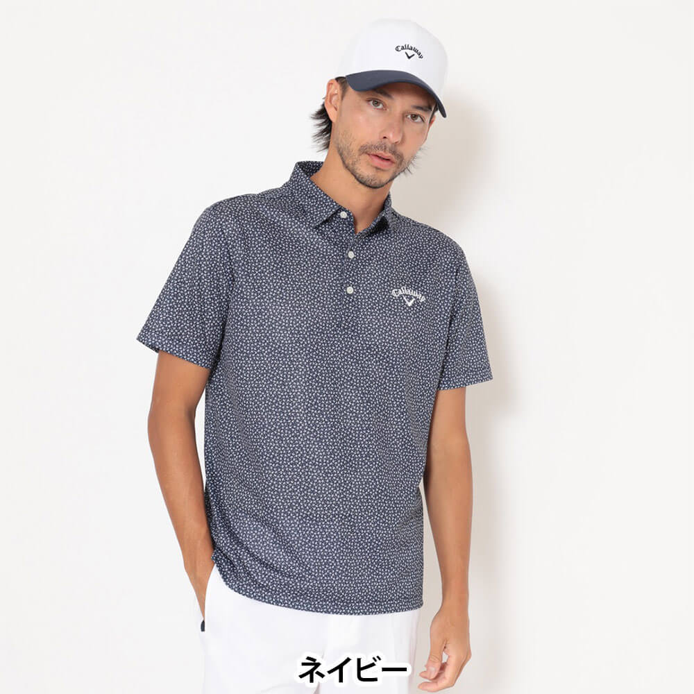 キャロウェイ Callaway メンズ かざあなメッシュ 小ヤシの木総柄 半袖
