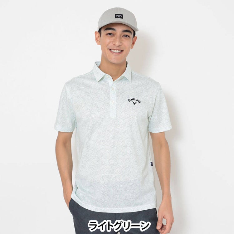 キャロウェイ Callaway メンズ かざあなメッシュ 小ヤシの木総柄 半袖 