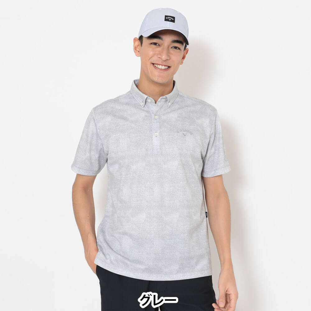 キャロウェイ Callaway メンズ かざあなメッシュ シャンブレー柄 半袖