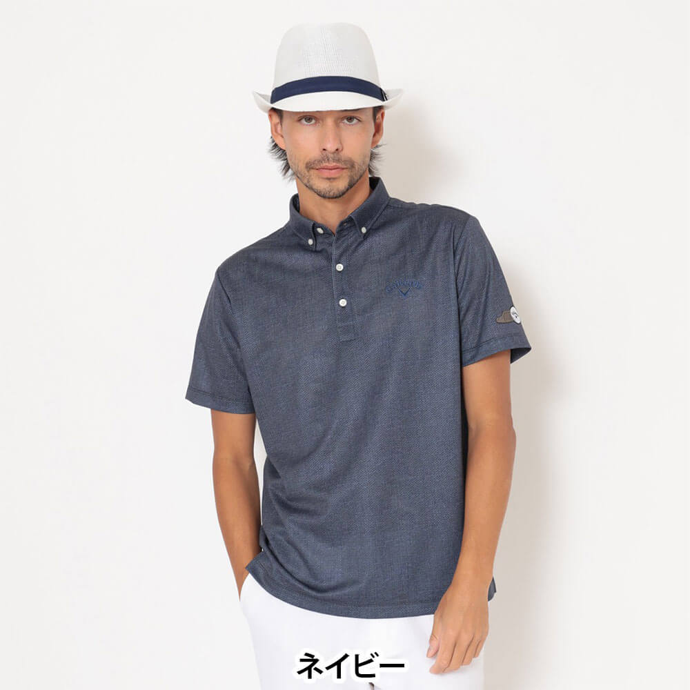 キャロウェイ Callaway メンズ かざあなメッシュ シャンブレー柄 半袖