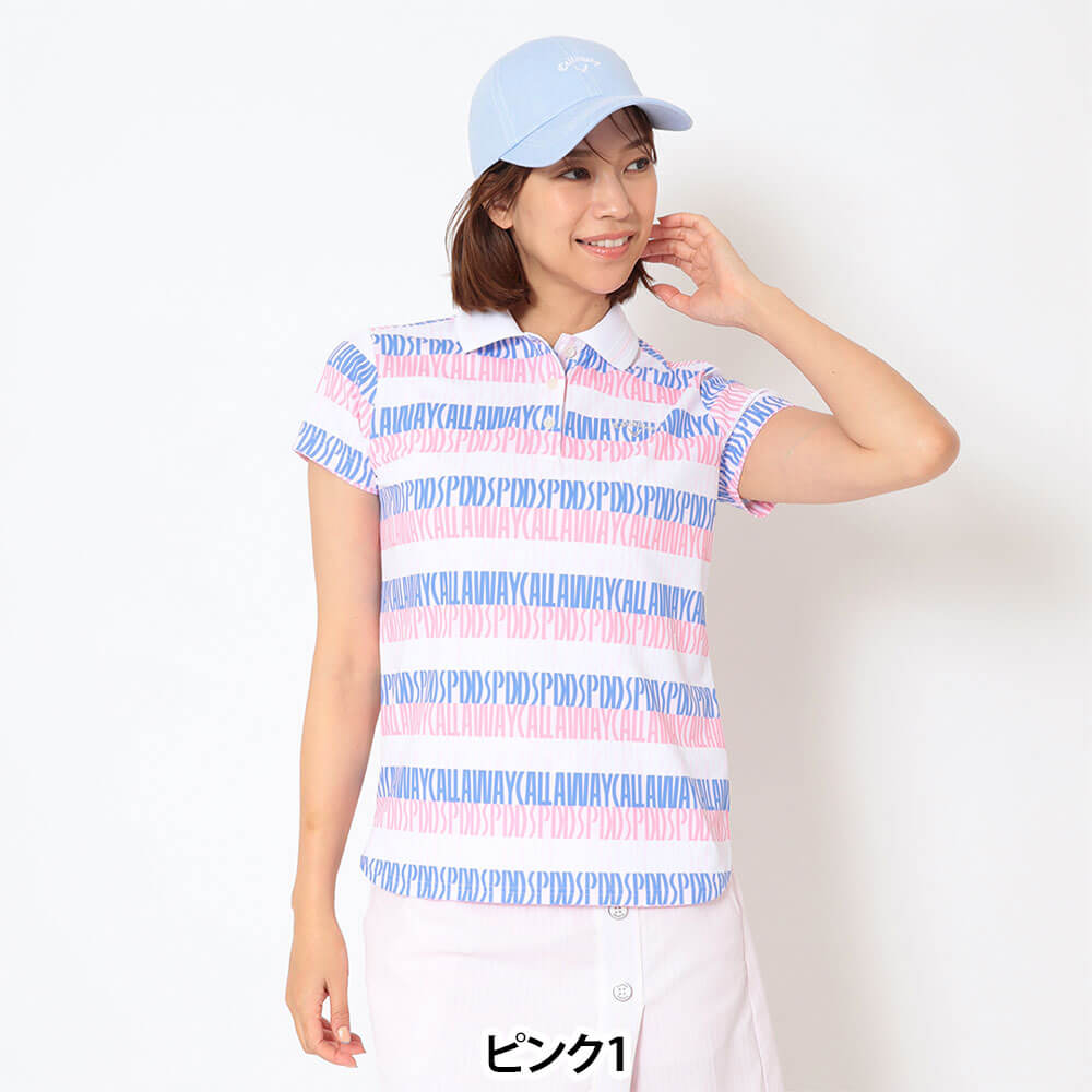キャロウェイ Callaway　レディース レタードプリント 鹿の子 半袖 ポロシャツ C26134204　2026年モデル 画像2(ALT)