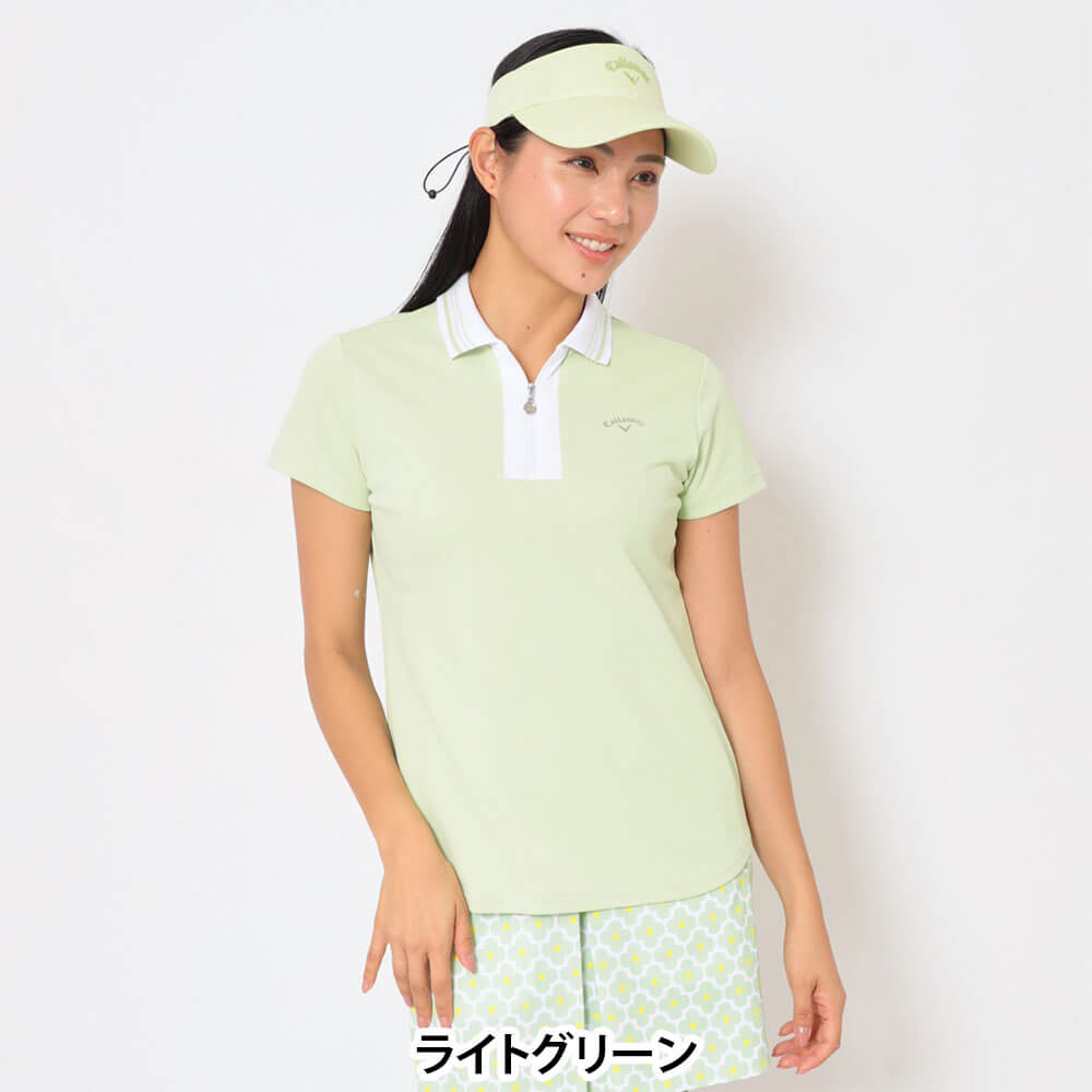 キャロウェイ Callaway レディース 裏クール 半袖 ハーフジップ シャツ