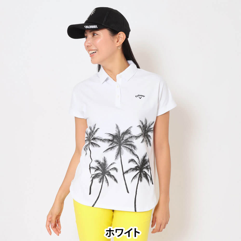 キャロウェイ Callaway　レディース ヤシの木プリント 半袖 リラックス ポロシャツ C26134212　2026年モデル 画像5(ALT)