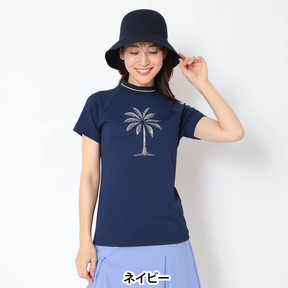 キャロウェイ Callaway　レディース ラインストーン付 半袖 モックネック シャツ C26134214　2026年モデル 画像11(ALT)