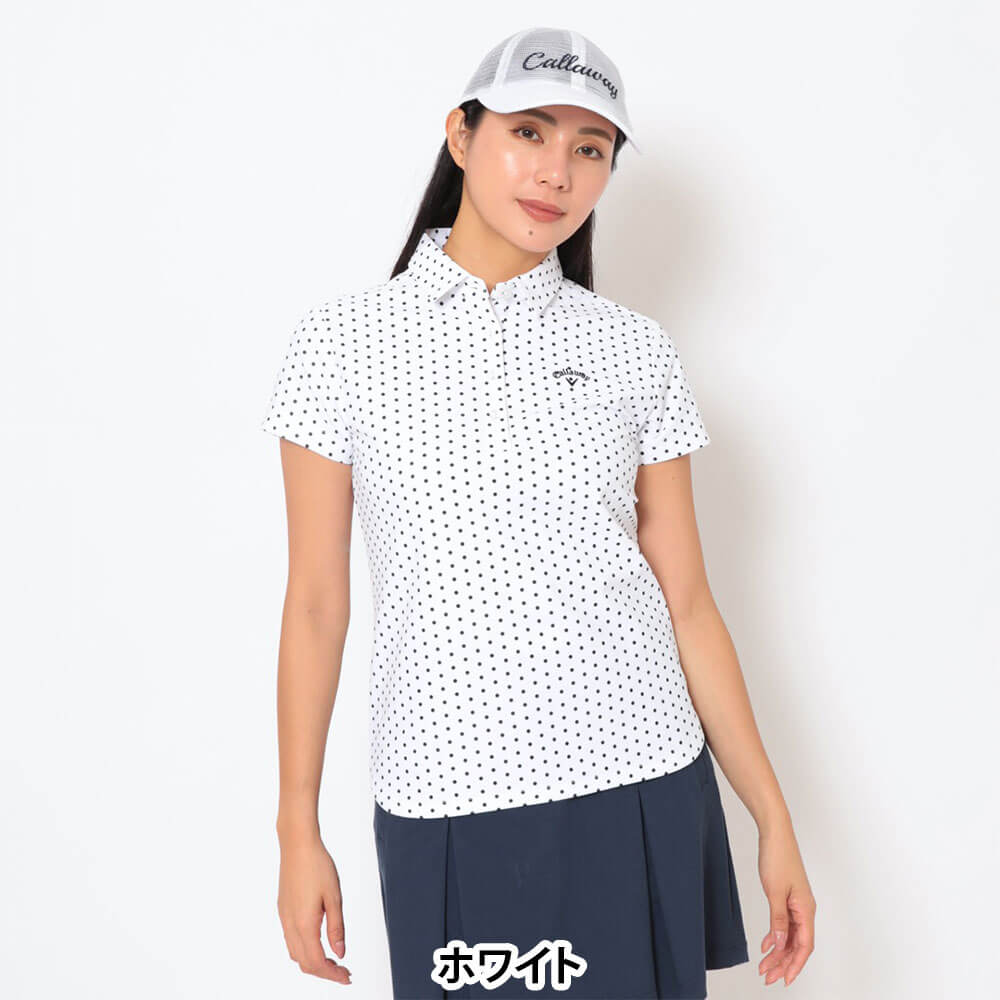 キャロウェイ Callaway　レディース かざあなメッシュ ドットプリント 半袖 ポロシャツ C26134216　2026年モデル 画像5(ALT)