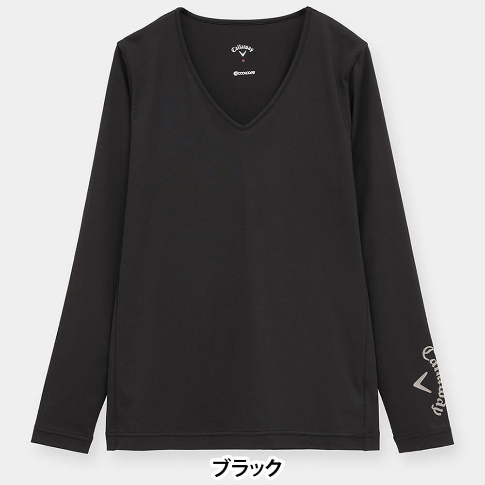 キャロウェイ Callaway　レディース クールコア 天竺 長袖 Uネック インナーシャツ C26932201　2026年モデル 画像2(ALT)