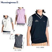 マンシングウェア Munsingwear メンズ 背面メッシュ 編地切替 ロゴ刺繍 Vネック ニット ベスト MGMXJL82 2024年モデル
