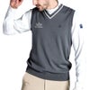 マンシングウェア Munsingwear　メンズ 背面メッシュ 編地切替 ロゴ刺繍 Vネック ニット ベスト MGMXJL82　2024年モデル グレー