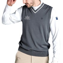 マンシングウェア Munsingwear　メンズ 背面メッシュ 編地切替 ロゴ刺繍 Vネック ニット ベスト MGMXJL82　2024年モデル