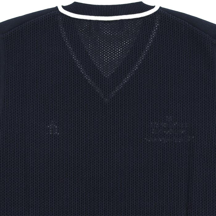 マンシングウェア Munsingwear　メンズ 背面メッシュ 編地切替 ロゴ刺繍 Vネック ニット ベスト MGMXJL82　2024年モデル 詳細3