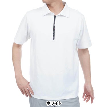 トミー ヒルフィガー ゴルフ　メンズ ワッフル生地 半袖 ハーフジップ シャツ THMA633　2026年モデル 詳細2