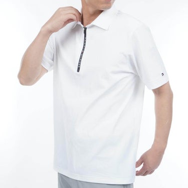 トミー ヒルフィガー ゴルフ　メンズ ワッフル生地 半袖 ハーフジップ シャツ THMA633　2026年モデル 詳細4