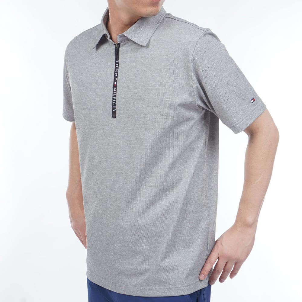 トミー ヒルフィガー ゴルフ　メンズ ワッフル生地 半袖 ハーフジップ シャツ THMA633　2026年モデル 詳細7