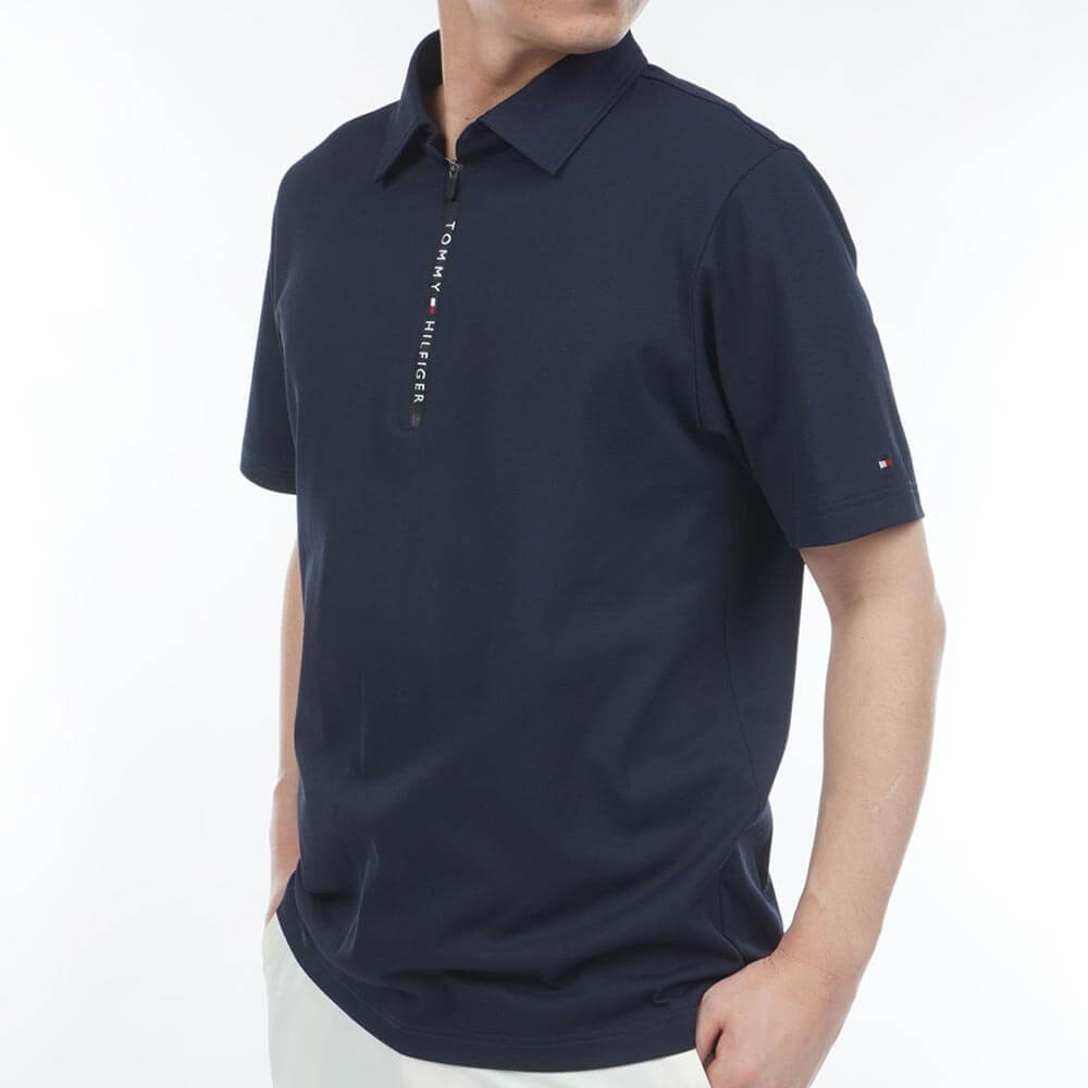 トミー ヒルフィガー ゴルフ　メンズ ワッフル生地 半袖 ハーフジップ シャツ THMA633　2026年モデル 詳細10