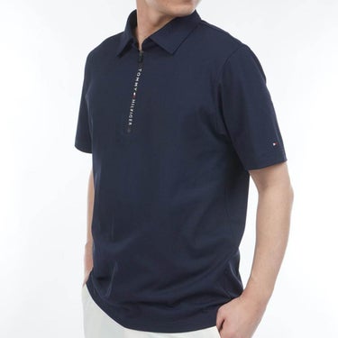 トミー ヒルフィガー ゴルフ　メンズ ワッフル生地 半袖 ハーフジップ シャツ THMA633　2026年モデル 詳細10