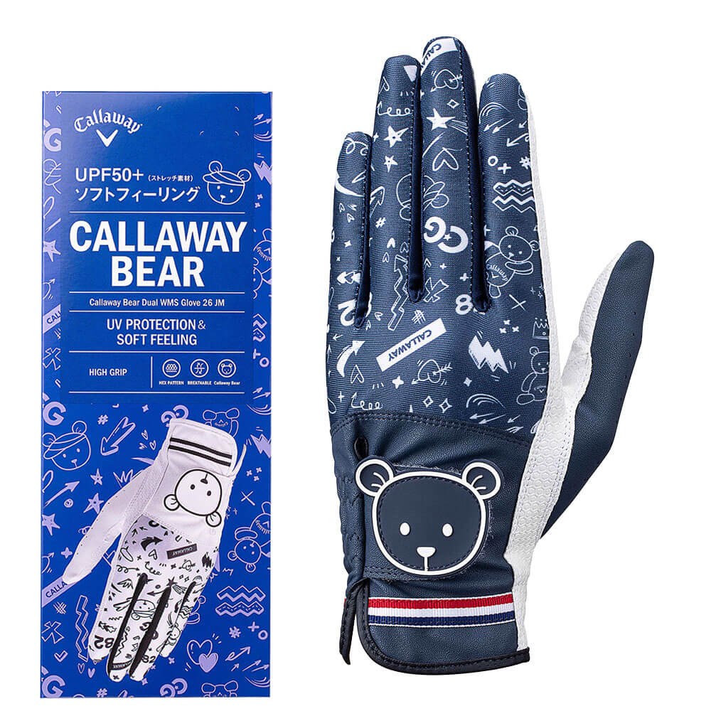 キャロウェイ　BEAR DUAL WMS ベア デュアル レディース 両手用 ゴルフグローブ 26 JM ネイビー　2026年モデル 詳細1