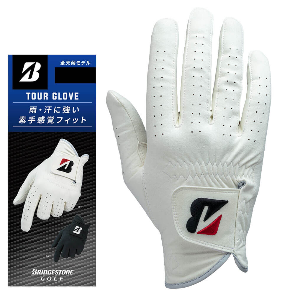 ブリヂストン　メンズ TOUR GLOVE ツアー 右手用 ゴルフグローブ GL2603 WH ホワイト　2026年モデル 詳細1