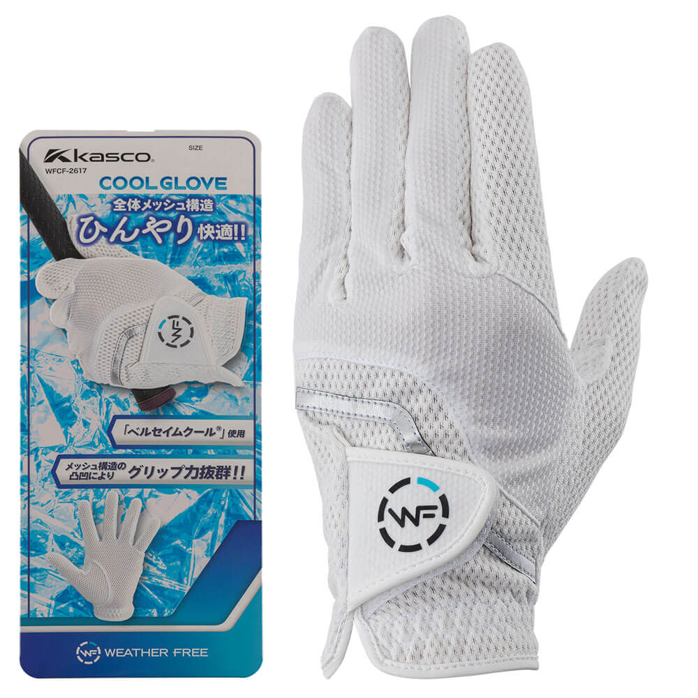 キャスコ　WEATHER FREE ウェザーフリー クール メンズ ゴルフグローブ WFCF-2617 WH ホワイト　2026年モデル ホワイト