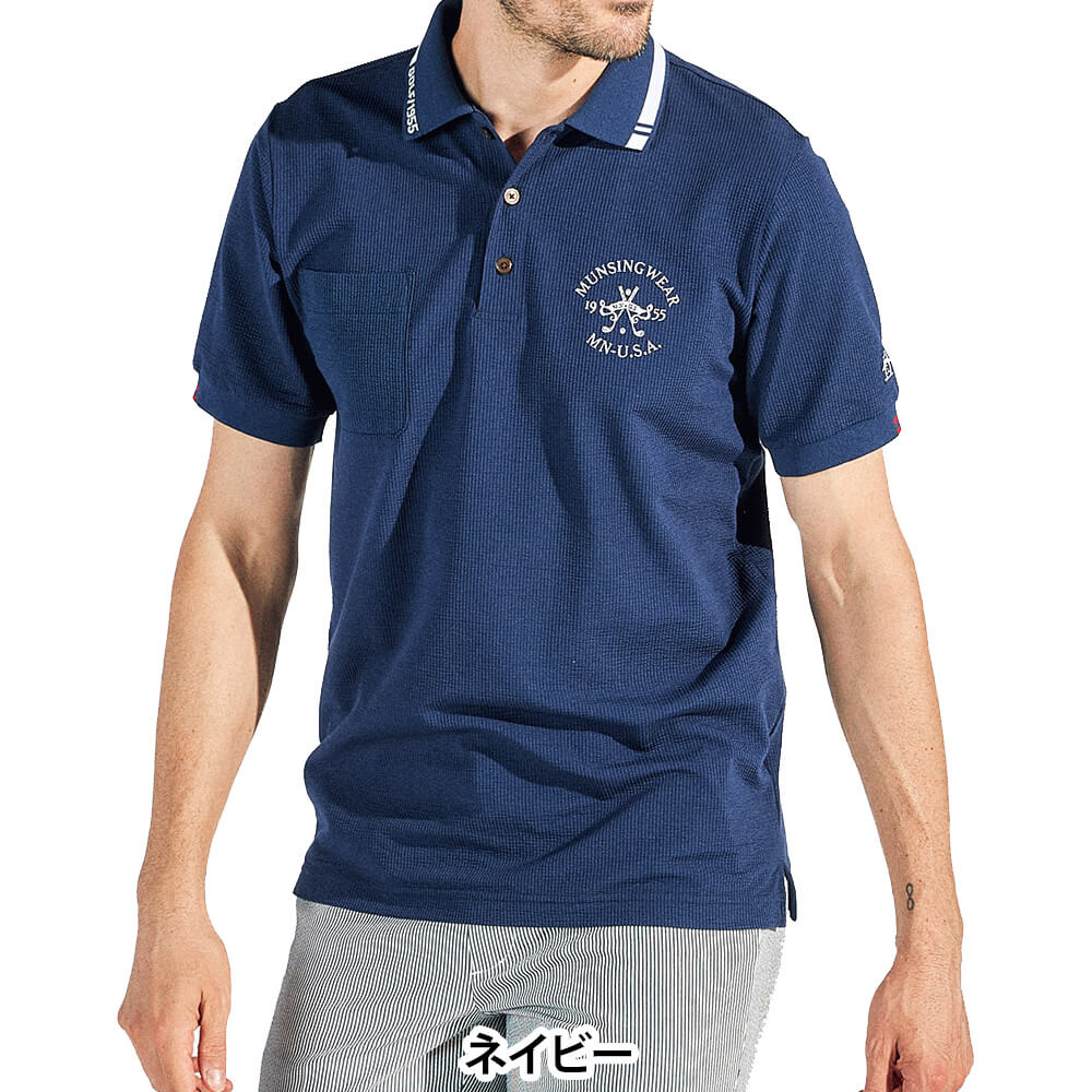 デサント マンシングウェア ポロシャツ GOLF ブルー ネイビー M 紺 ペンギン バイ マンシングウェア penguin BY MUNSINGWEAR GOLF TEAM