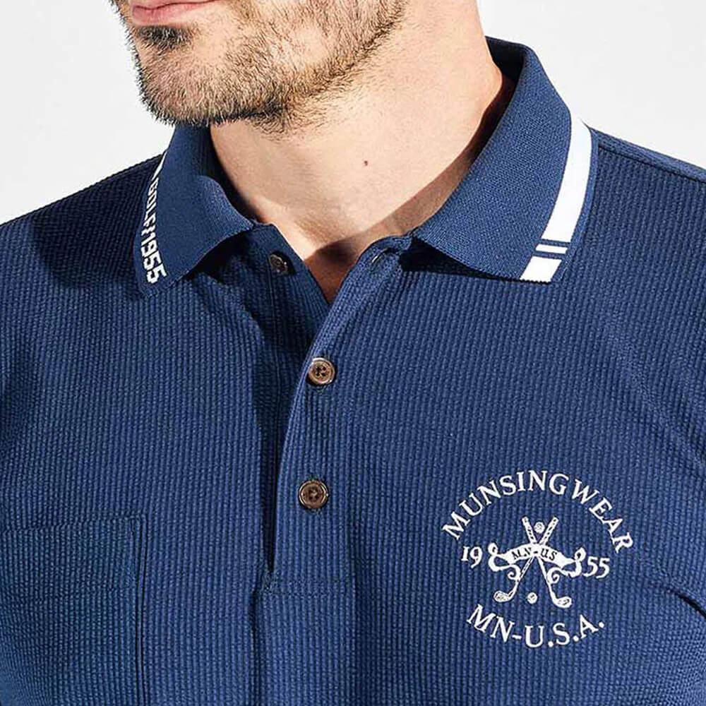 マンシングウェア Munsingwear メンズ シアサッカー 半袖 ポロシャツ
