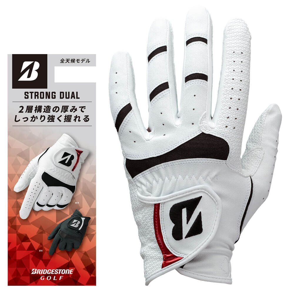 ブリヂストン メンズ STRONG DUAL ストロング デュアル 左手用 片手 ゴルフグローブ GL2607 WH ホワイト 2026年モデル