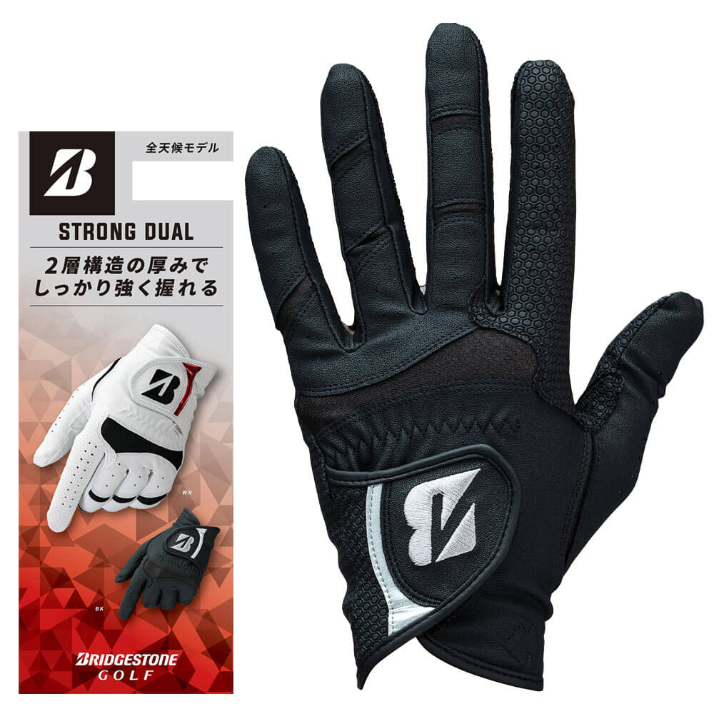 ブリヂストン　メンズ STRONG DUAL ストロング デュアル 左手用 片手 ゴルフグローブ GL2607 BK ブラック　2026年モデル