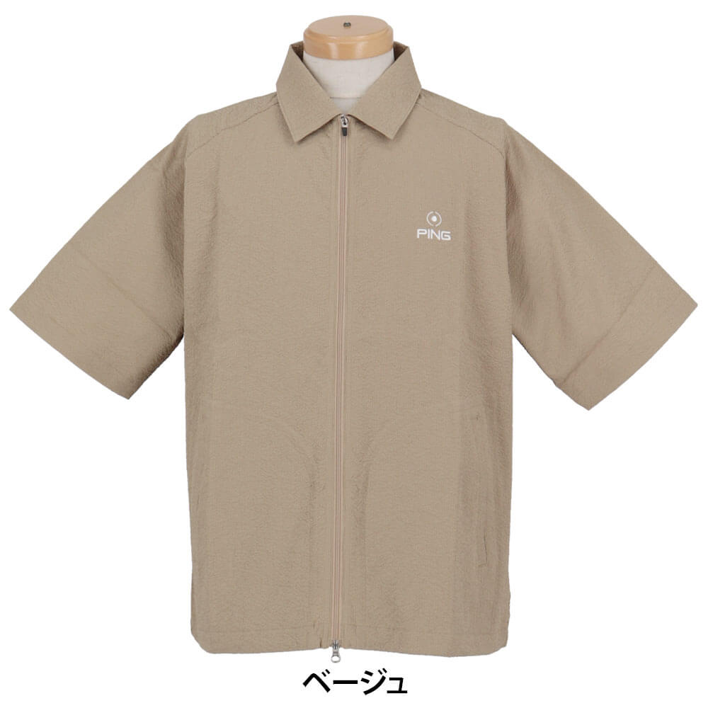 ピン PING メンズ シアサッカー 半袖 フルジップシャツ 621-5111301
