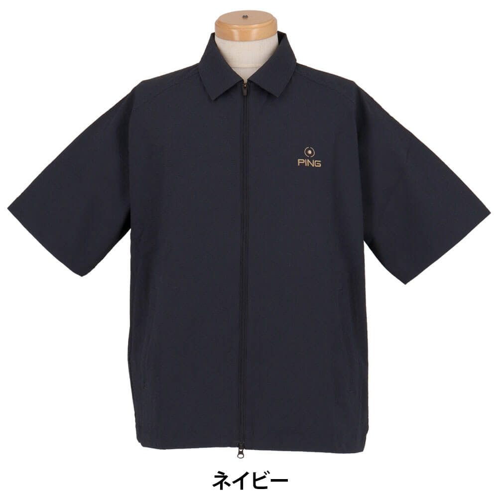 ピン PING メンズ シアサッカー 半袖 フルジップシャツ 621-5111301
