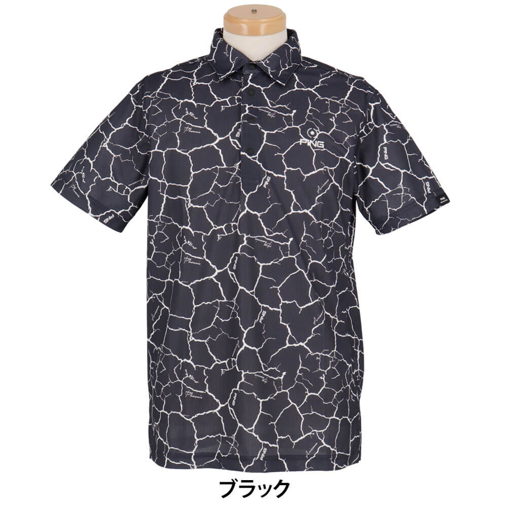 ピン PING　メンズ 総柄プリント 半袖 ポロシャツ 621-5160307　2025年モデル 詳細2