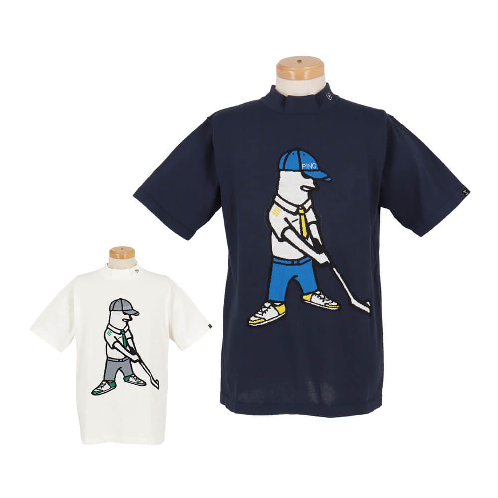 ピン PING　メンズ Mr.PING ジャカード 半袖 ハイネック ニット 621-5175201　2025年モデル 詳細1