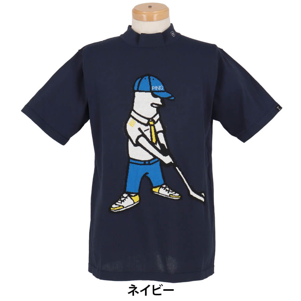 ピン PING　メンズ Mr.PING ジャカード 半袖 ハイネック ニット 621-5175201　2025年モデル 詳細5